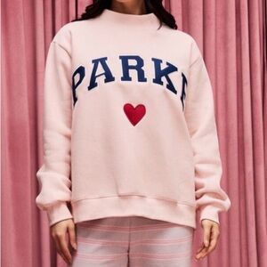 Parke Peony + Denim Valentines Day Mockneck with Heart Design